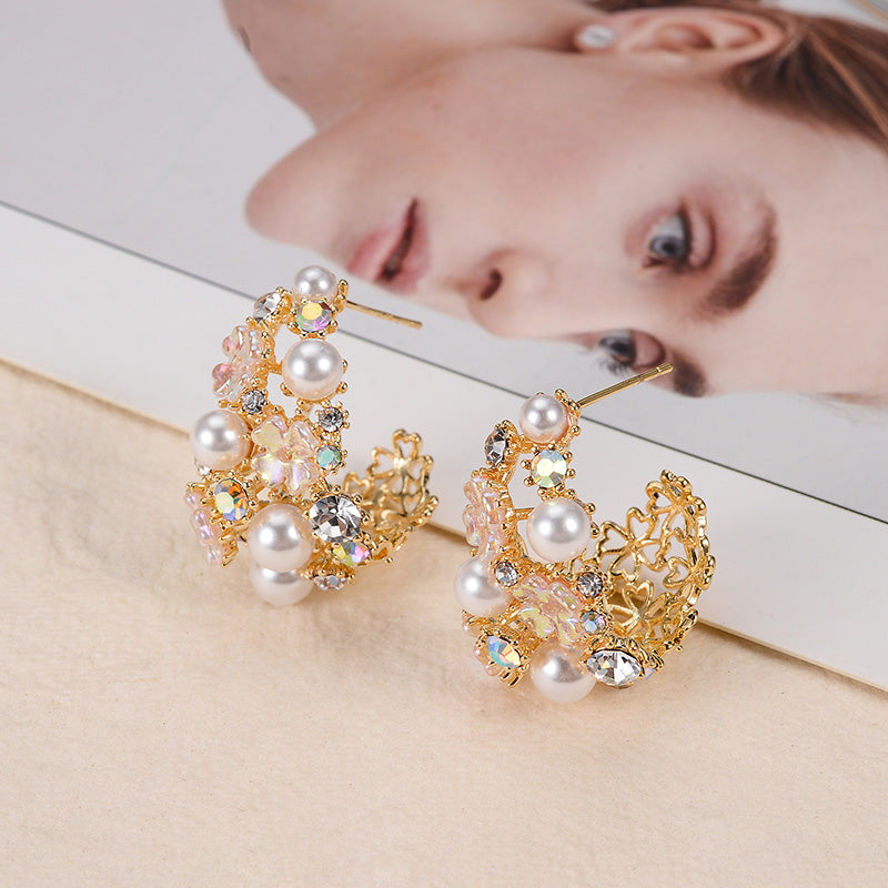 Exquisite Round Diamond & Floral Earrings for Women
