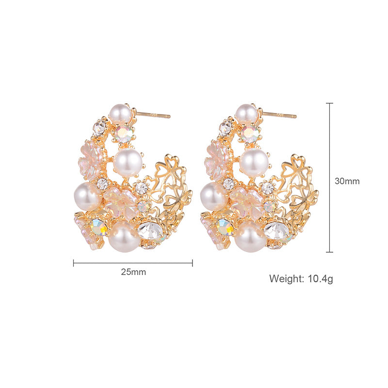 Exquisite Round Diamond & Floral Earrings for Women