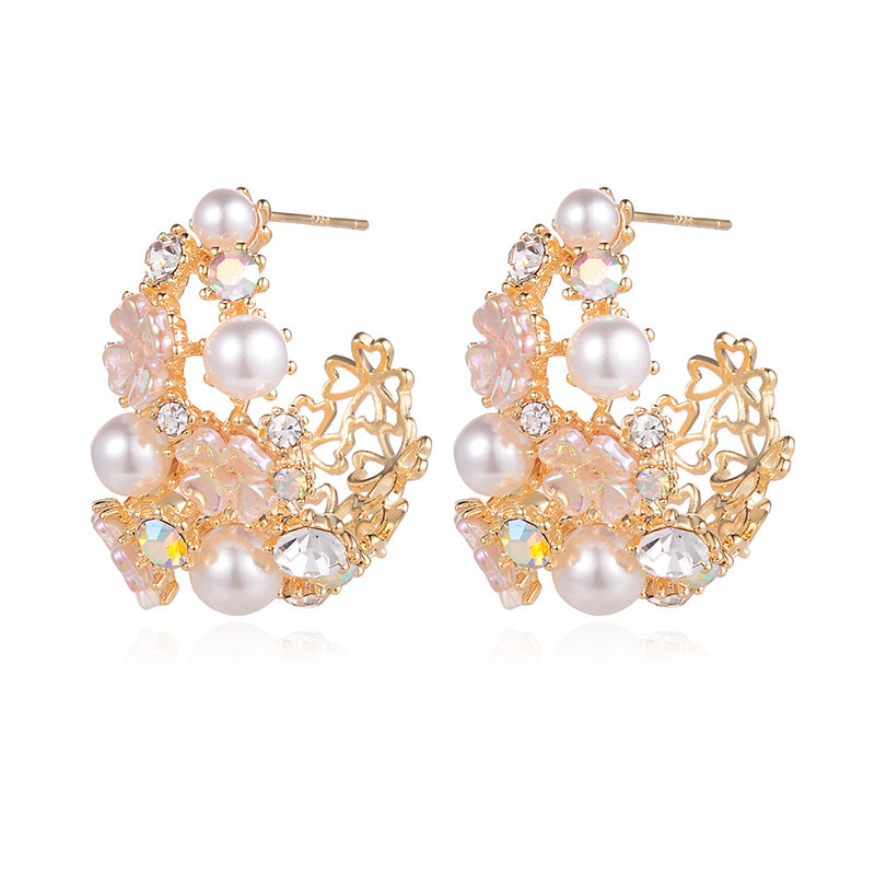 Exquisite Round Diamond & Floral Earrings for Women