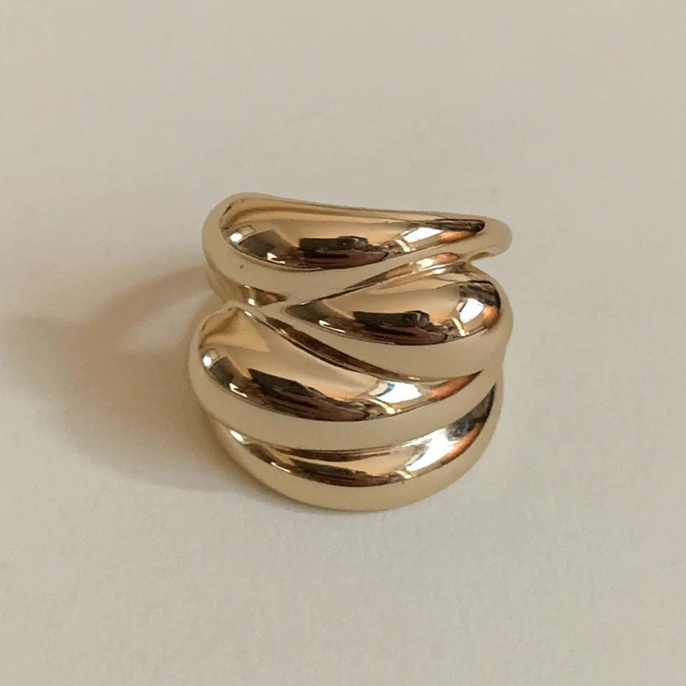 Elegant Geometric Stainless Steel Ring for Women – Electroplated Quadrilateral Design, Size 7