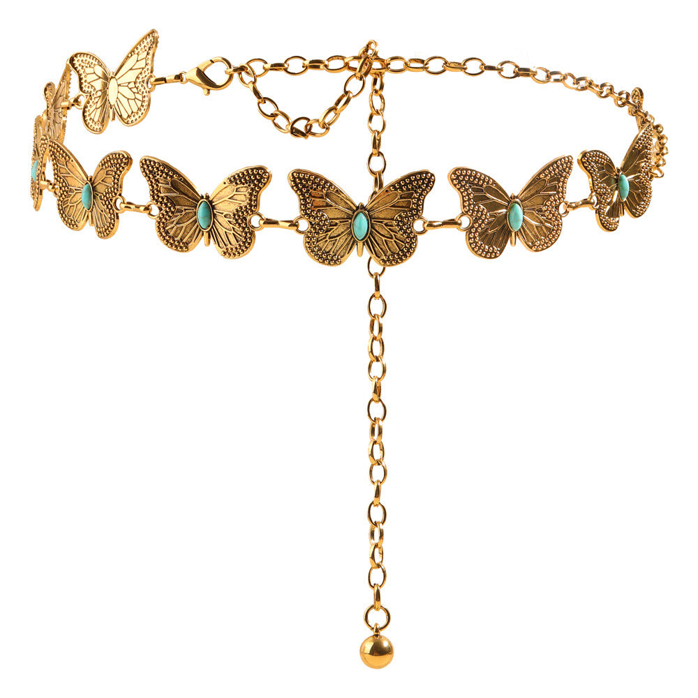 Women’s Metal Butterfly Chain Belt – Sweet & Hip Hop Style Waist Accessory