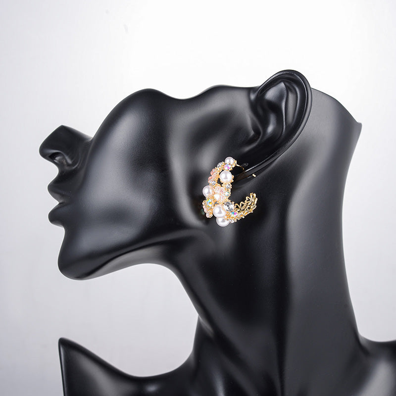 Exquisite Round Diamond & Floral Earrings for Women