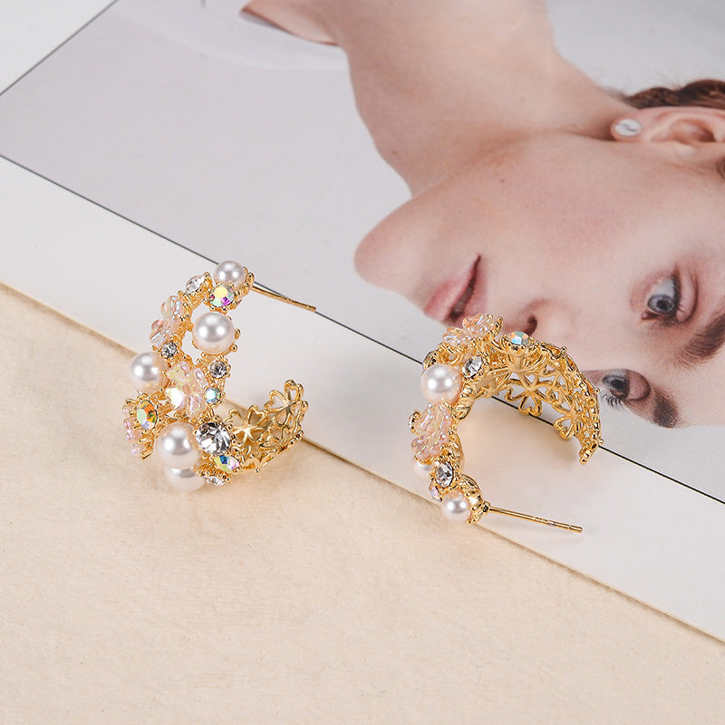 Exquisite Round Diamond & Floral Earrings for Women