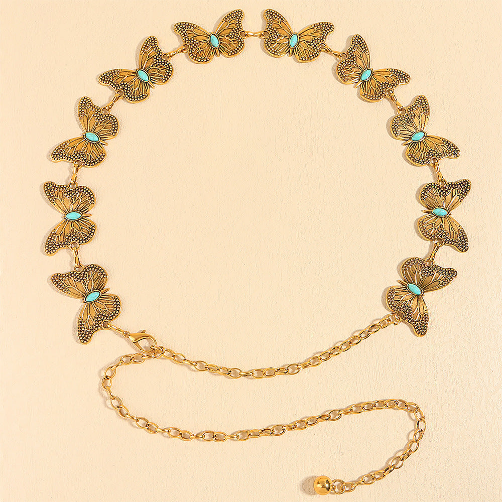 Women’s Metal Butterfly Chain Belt – Sweet & Hip Hop Style Waist Accessory