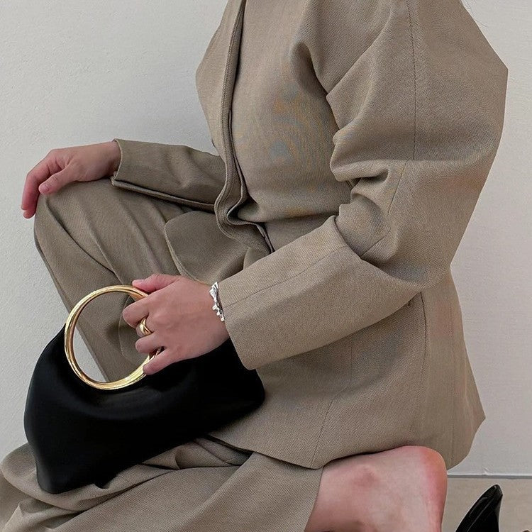 Premium Soft Leather Handbag – Ring Handle Design
