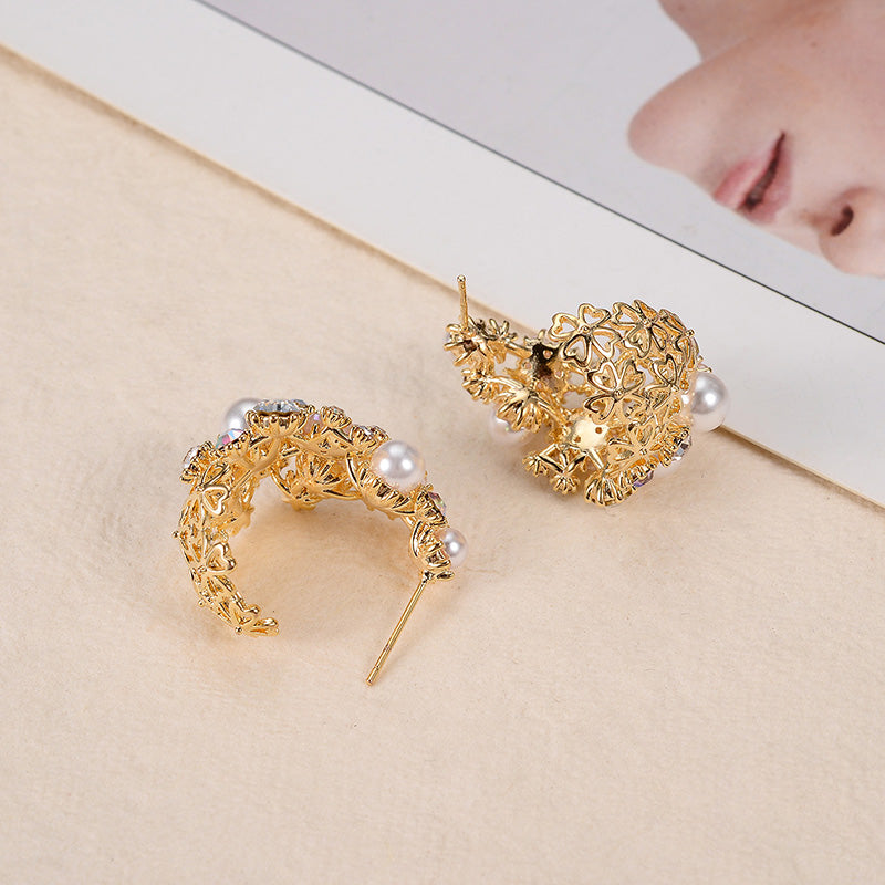 Exquisite Round Diamond & Floral Earrings for Women