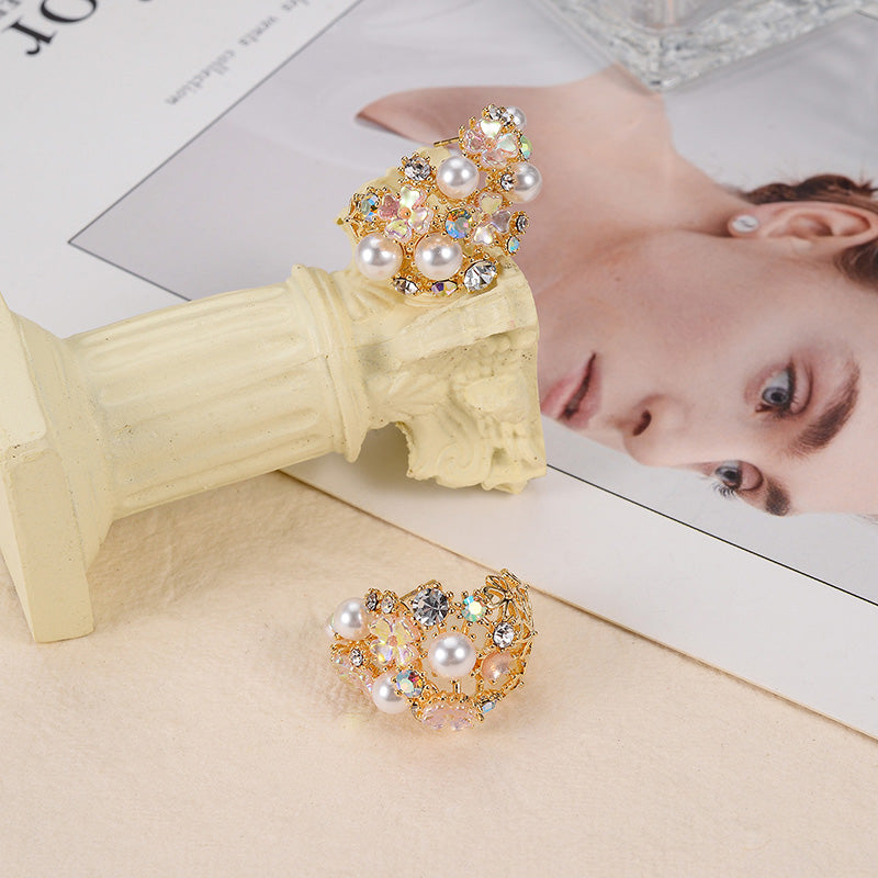 Exquisite Round Diamond & Floral Earrings for Women